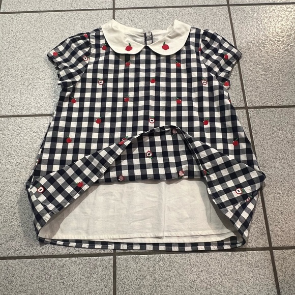 GYMBOREE Girls Gingham Apple Peter Pan checkered Top/size 12 - Picture 7 of 10